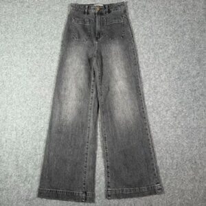 Rollas Womens High Rise Wide Leg Sailor Jeans Grey Black Sz US 24 Boho Lux Comfy